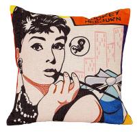 彩色波普好莱坞海报 梦露 郝本 卓别林棉麻抱枕 办公室靠枕 靠垫