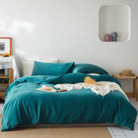 秋冬款简约北欧加厚珊瑚绒被罩双人 法兰绒色单人保暖被套单件