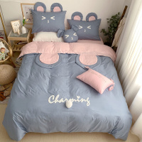 网红可爱卡通少女心么么熊四件套 毛巾绣床上用品三件套