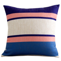 蓝色几何图案靠垫北欧棉麻现代简约抱枕套样板房家用客厅沙发靠垫