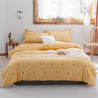 亮色小蜜蜂四件套 小清新床上用品双人床单被罩4件套