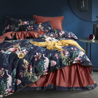 60支长绒棉四件套印花 美式田园风床品1.8m