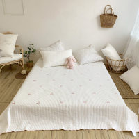 刺绣绗缝床盖简约现代夹棉加厚床单 韩国水洗纱布床盖三件套