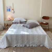韩国简约床盖三件套 夹棉绗缝盖被加厚床单双人四季铺盖
