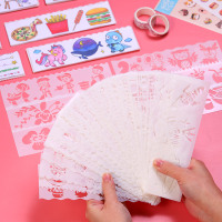 喻娄diy手账手工制作工具绘画镂空模板可爱少女心手帐本配件套装花边尺印画模板油画画板临摹卡成长手册装饰材料绘画工具