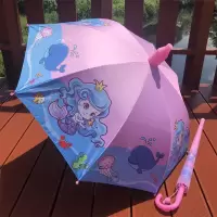 喻娄新款卡通可爱儿童雨伞女长柄幼儿园小学生美人鱼防晒公主小伞雨具