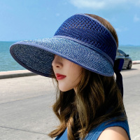 喻娄草帽女沙滩大帽檐空顶太阳帽女折叠夏季亲子儿童时尚防晒遮阳凉帽帽子