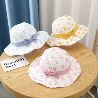 喻娄婴儿棉布女宝宝公主可爱大帽檐遮阳帽女童韩版防晒盆帽春秋渔夫帽帽子