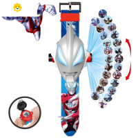 真智力儿童投影手表玩具男女孩幼儿宝宝卡通发光公主蜘蛛版电子表 奥特曼(翻盖手表) 多送2套备用电池动漫