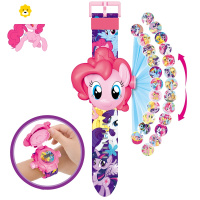 真智力儿童投影手表玩具男女孩幼儿宝宝卡通发光公主蜘蛛版电子表 小马(翻盖手表) 多送2套备用电池动漫