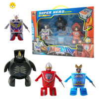 真智力奥特面奥特蛋龙方便面一键变形盒杯玩具赛罗杯面 杯面奥特曼礼盒4件套(颜色更新动漫