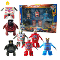 真智力英雄面方便面一键变形盒杯玩具赛罗杯面通变金刚 杯面奥特7件货礼盒动漫