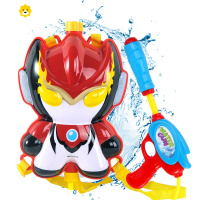 真智力面包水枪玩具男孩背包水枪罗布呲水枪儿童喷水枪抽拉式 罗布兄弟背包水枪[红色] 标准配置动漫