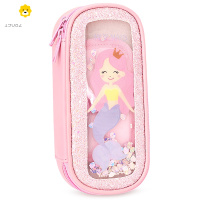 喻娄儿童流沙笔袋小学生幼儿园宝宝美人鱼公主铅笔盒女童女孩卡通可爱多功能大容量PU文具盒