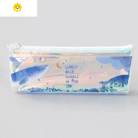 喻娄夏日清凉海洋笔袋女is镭射入油文具盒简约学生创意大容量铅笔盒