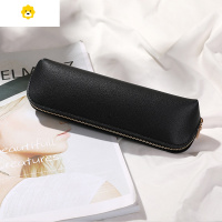 喻娄韩国简约三角皮质铅笔袋男女大容量高中学生文具袋化妆粉刷子笔包