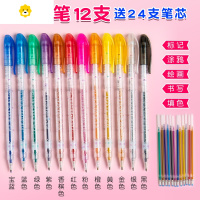 喻娄银光闪光啫喱笔彩色闪光流沙笔套装儿童荧光笔学生用标记笔水彩笔不掉色专用小学生亮晶晶笔芯手账笔手帐专用儿童笔