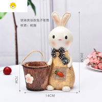 喻娄创意多功能笔筒存钱罐卡通兔子办公桌面装饰品摆件教师儿童节礼物 拿铲男孩笔筒存钱罐
