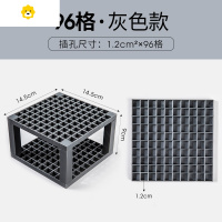 喻娄画笔白色圆形收纳笔筒便携式晾子可拆绘画画笔座固定笔夹晾画笔插座收纳笔座化妆刷收纳架 96格 灰色