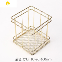 喻娄北欧金属镂空铁艺办公室笔筒摆件创意时尚个性可爱女is桌面文具用品收纳盒复古欧式书架笔桶简约现代个性 方形笔筒金色