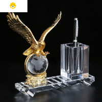 喻娄水晶笔筒收纳盒创意笔筒定制刻字老板办公室桌面笔筒时尚摆件 大展宏图水晶款笔筒