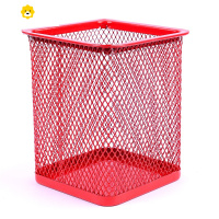 喻娄笔筒北欧收纳盒创意办公室时尚个性可爱学生桌面多功能型简约大容量金属网状铁艺笔桶韩国小清新女is儿童 方笔筒红色