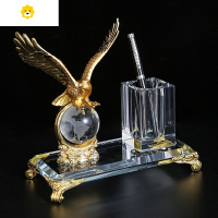 喻娄水晶笔筒收纳盒创意笔筒定制刻字老板办公室桌面笔筒时尚摆件 大展宏图金角款笔筒