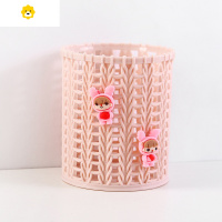 喻娄创意仿藤笔筒 韩版is风可爱卡通学生文具多功能简约镂空笔筒学生桌面整理杂物化妆刷收纳盒办公文具笔筒 仿藤女孩款