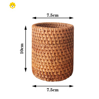 喻娄越南秋藤编笔筒 茶具竹茶夹茶勺茶针 普洱茶六君子茶道配件收纳筒 圆柱形