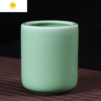 喻娄龙泉创意时尚文具毛笔圆珠笔铅笔多功能复古办公圆形笔筒 小号弟窑梅子青笔筒