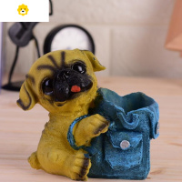 喻娄小饰品摆件小狗笔筒创意桌面收纳盒可爱男女学生礼品书桌办公装饰 巴哥小狗