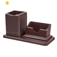 喻娄木质多功能笔筒办公室桌面简约现代名片盒 收纳商务摆件定制 笔筒名片盒HX-1091