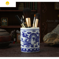 喻娄实木笔筒大笔筒木制笔筒木质笔筒大容量竹笔筒大号笔筒竹制笔筒 双龙戏珠笔筒