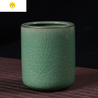 喻娄龙泉创意时尚文具毛笔圆珠笔铅笔多功能复古办公圆形笔筒 小号哥窑梅子青笔筒