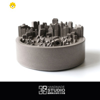 喻娄原创设计水泥香薰驱蚊笔筒城市建筑书房末日之城装饰摆件 单器皿