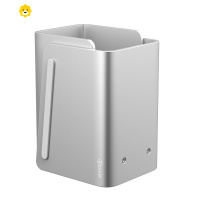 喻娄IQUNI办公室创意个性多功能铝合金时尚笔筒摆件桌面斜插式收纳盒 银色