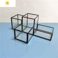 喻娄北欧创意美甲眉笔化妆笔粉刷桶玻璃笔筒桌面香水口红办公文具收纳 多功能黑色(不带珍珠)