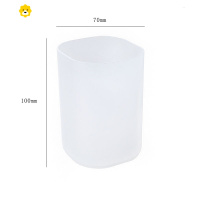 喻娄日式is简约格 磨砂透明桌面斜四格笔筒 口红化妆刷收纳盒 磨砂白色圆筒1个