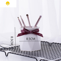 喻娄北欧is小清新可爱笔筒桶陶瓷化妆刷桶创意桌面眼线笔眉笔收纳筒 白色小号 不含道具