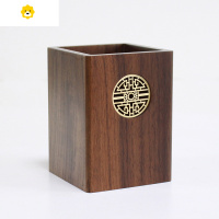 喻娄创意木质笔筒 原木复古中国风笔桶竹子实木办公桌收纳盒 礼品定制 BT02胡桃木+枫木