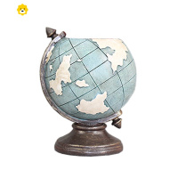 喻娄欧式复古创意笔筒小摆件北欧时尚饰品客厅办公桌面小清新可爱礼物 浅蓝色 复古地球仪笔筒