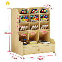 喻娄斜插式桌面木质超大容量笔筒桌面素描笔彩笔方便笔架彩铅画笔笔座 B11白枫木(送手机支架)