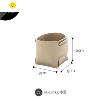 喻娄个性创意设计可爱折叠笔筒收纳笔桶桌面化妆刷筒北欧is双面皮质 卡其色