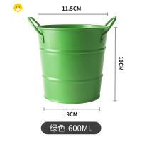喻娄欧式风简约铁艺双耳化妆刷桶筷子刀叉收纳桶笔筒家用收纳小桶子 绿色双耳桶