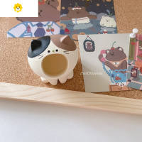 喻娄thefifthmoo 可爱迷你卡通柴犬三毛猫笔筒回形针收纳小摆件 迷你三毛猫笔筒