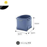 喻娄个性创意设计可爱折叠笔筒收纳笔桶桌面化妆刷筒北欧is双面皮质 天蓝色