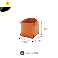 喻娄个性创意设计可爱折叠笔筒收纳笔桶桌面化妆刷筒北欧is双面皮质 琥珀桔