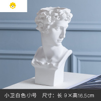 喻娄大卫雕塑石膏头像化妆涮笔筒创意生日平安夜桌面小摆件学生毕业礼 小卫.白色