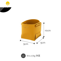 喻娄个性创意设计可爱折叠笔筒收纳笔桶桌面化妆刷筒北欧is双面皮质 芥黄色
