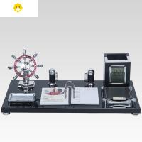 喻娄商务台历架20年老板办公桌面装饰品水晶球摆件现代木质笔筒高档 经典黑-带台历40x20厘米